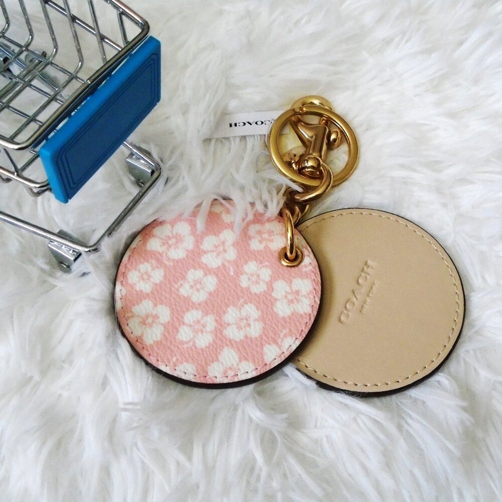 Coach Mirror Bag Charm Keychain Pink